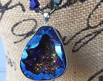 Long Purple Druzy Necklace