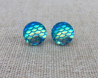 Mermaid Scale Stud Earrings