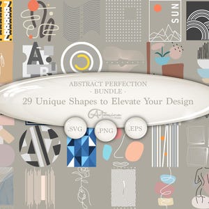 30 Abstract Boho Shapes Bundle – Minimalist Silhouette Clipart, Modern Wall Art Bundle - PNG SVG EPS