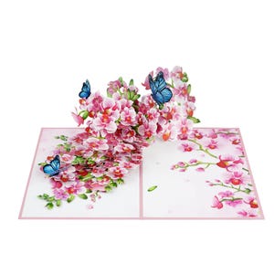 Carte de voeux orchidée pop-up 3D - Fleurs de papillon jaunes et roses - Carte florale faite main pour un anniversaire, la fête des mères, un anniversaire