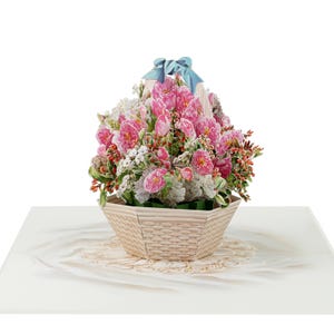 Pink Garden Basket Pop-Up 3D Card – Handmade Floral Card for Birthday, Mother’s Day, or Just Because
