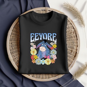 Eeyore Flower Crown , Sad Donkey Spring Shirt Sublimation, Cute Pooh Friends Clipart, Transparent Background Instant Download