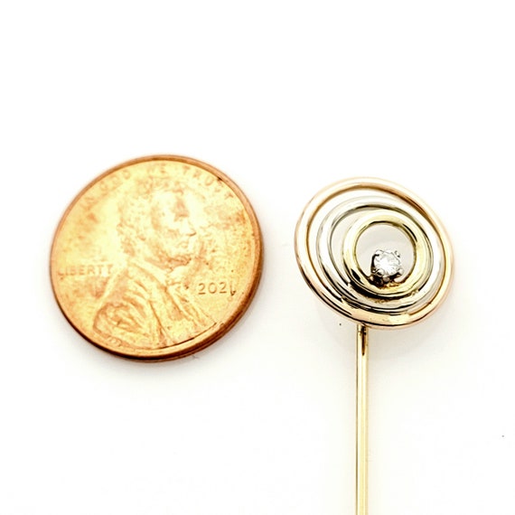 Vintage Gold and Diamond Stickpin, 3 Tone Gold, T… - image 4