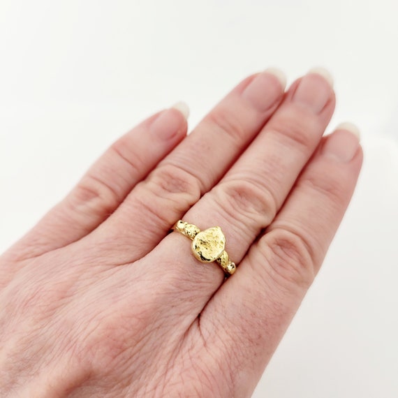 Gold Nugget Ring, 14k Yellow Gold Mounting, Vinta… - image 8