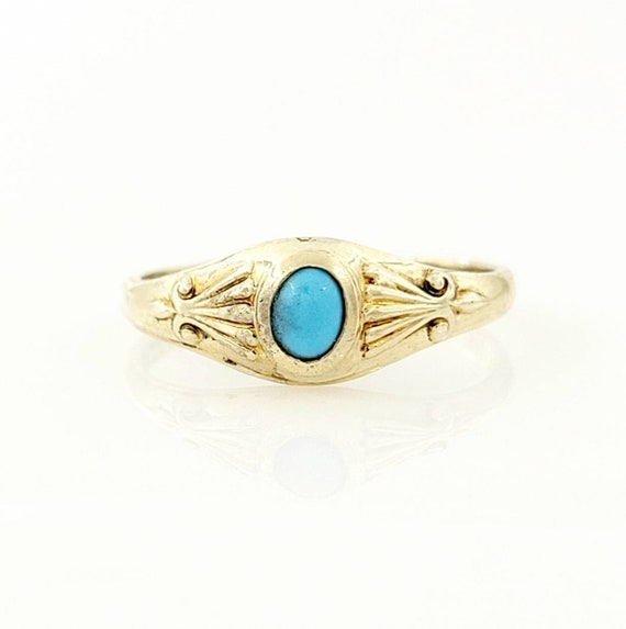 14k  Allsopp Bros Turquoise Ring - Art Deco era an