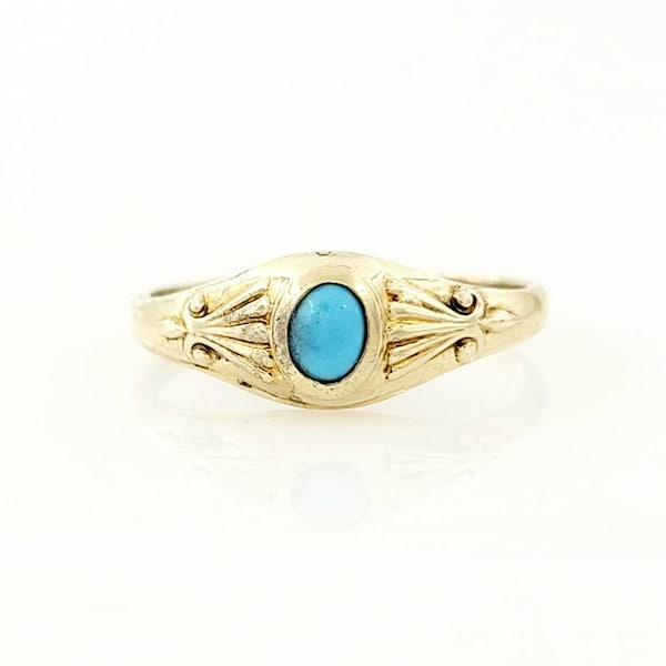 14k  Allsopp Bros Turquoise Ring - Art Deco era antique ring