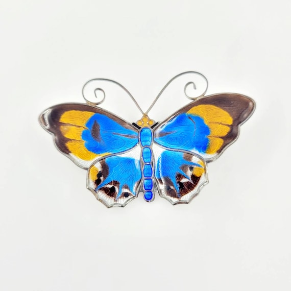 David Andersen Enameled Butterfly Pin Brooch, Ste… - image 1