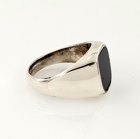 Black Onyx Ring Sterling Silver, Vintage, Estate,… - image 2