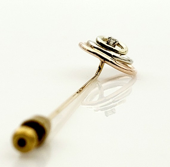 Vintage Gold and Diamond Stickpin, 3 Tone Gold, T… - image 5