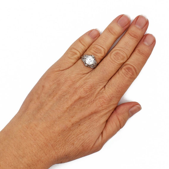 GIA 2.01 Carat Diamond Ring Platinum, Filigree, V… - image 6