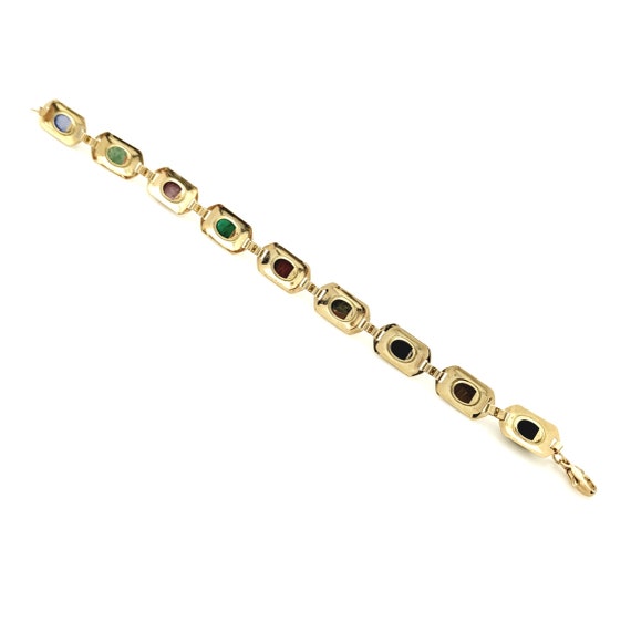 Multicolored Gemstone Scarab Panel Bracelet, 10k … - image 7