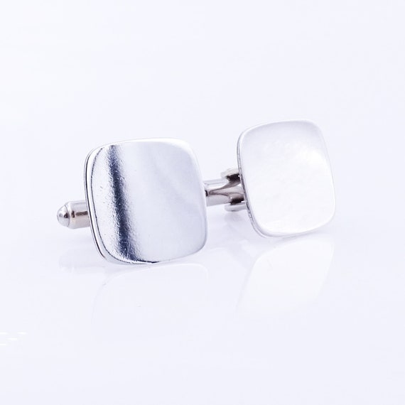 Jewel Tie Sterling Silver Polished & Hammered Round Cuff Link 