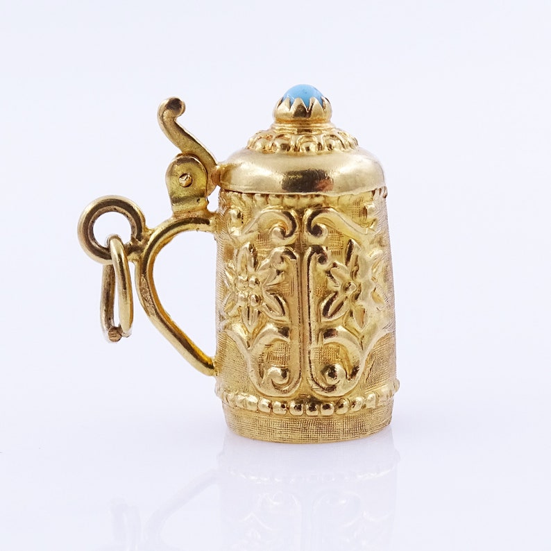 18K Gold Beer Stein Charm Vintage Estate Stackable Sim Etsy