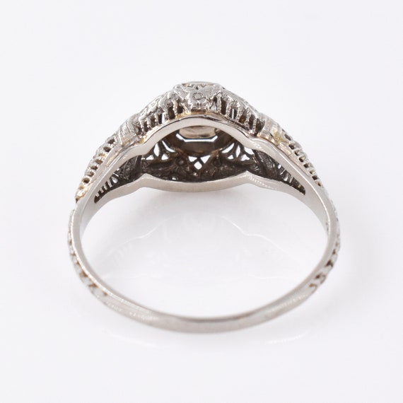 18K White Gold Filigree Diamond Solitaire Ring - … - image 3