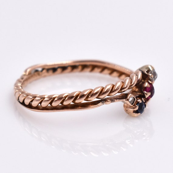 Diamond Sapphire Ruby Bypass Ring, 10K Rose Gold,… - image 2