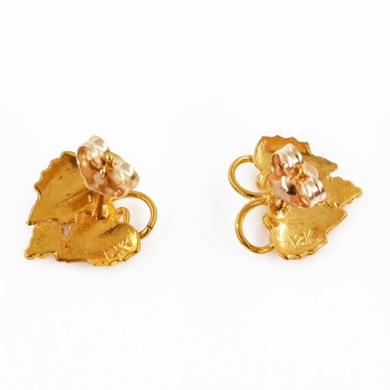 12K Black Hills Gold Earring Studs - Grape Leaf, … - image 3