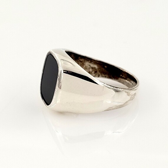 Black Onyx Ring Sterling Silver, Vintage, Estate,… - image 3