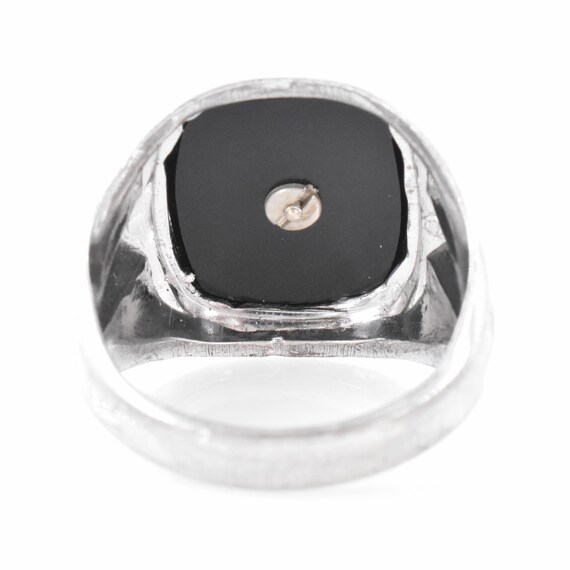 Sterling Silver Initial M Black Onyx Signet Ring … - image 4