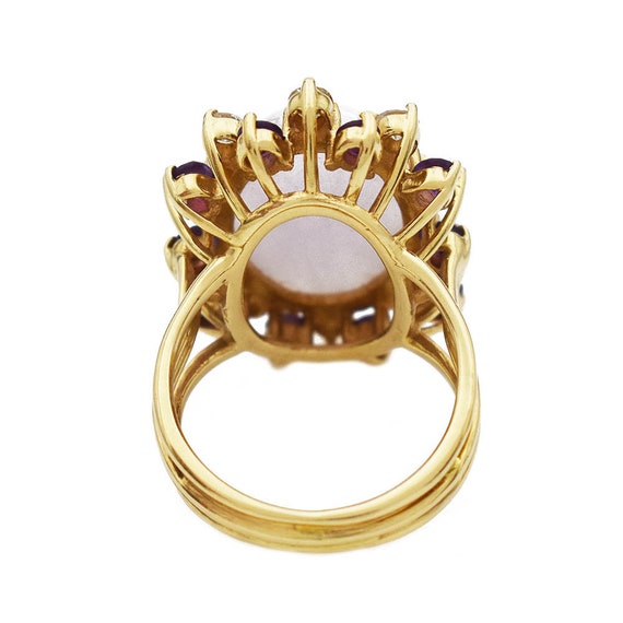 Lavender Jade Amethyst Diamond Ring, 14k Yellow G… - image 4