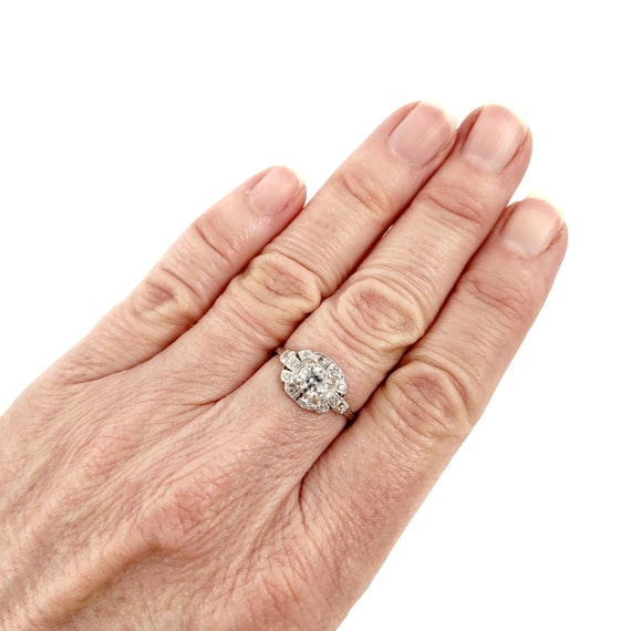 Antique Platinum Deco Engagement Ring - Art Deco … - image 6
