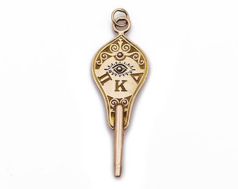 Pi Kappa Delta Watch Key Fob Pendant, 10k Yellow Gold, Vintage, Estate, Fraternity, Sorority, Club