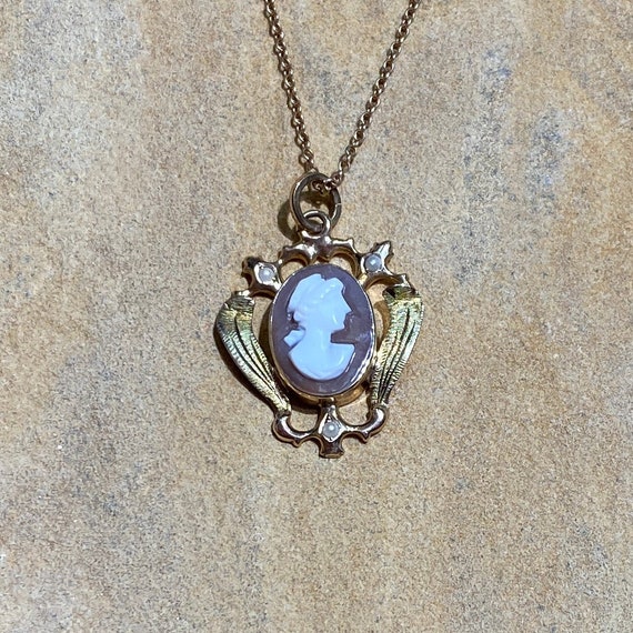 Antique Cameo Seed Pearl Pendant With Chain Vintage Estate - Etsy