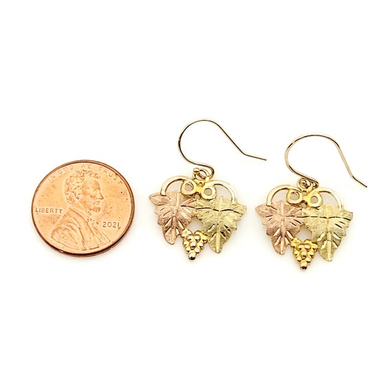 Black Hills Gold Dangle Earrings, Leaves and Grap… - image 2