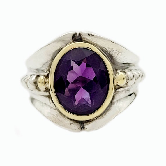 Oval Amethyst Two-Toned Ring, Vintage, Estate, Lar