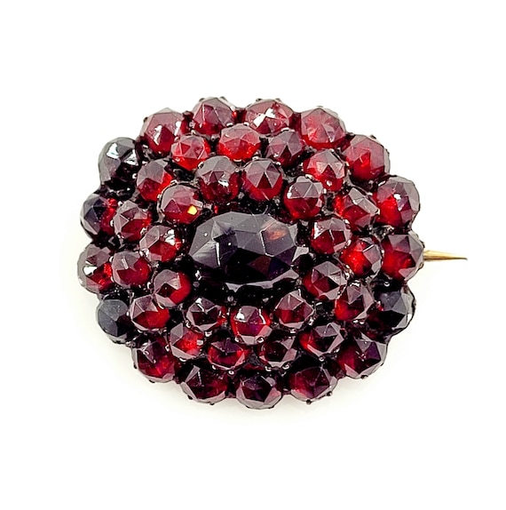 Antique Victorian Bohemian Garnet Oval Brooch Pin 