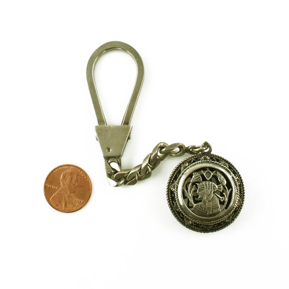 Egyptian Revival Sterling Silver Keychain Fob, Vi… - image 2