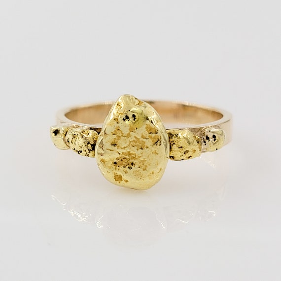 Gold Nugget Ring, 14k Yellow Gold Mounting, Vinta… - image 1