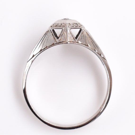 Art Deco Solitaire Diamond Ring, 10K White Gold, … - image 4