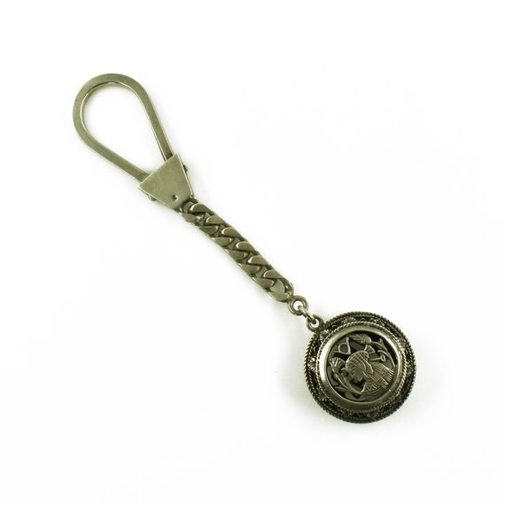 Egyptian Revival Sterling Silver Keychain Fob, Vi… - image 3