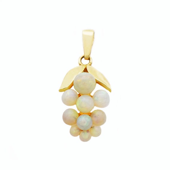 Opal Grape Cluster Pendant, 14k Gold, Winemaker, … - image 1