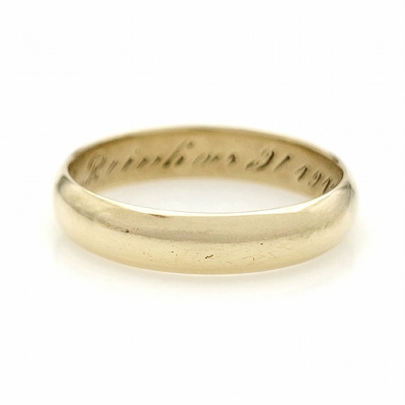 Antique Gold Wedding Band Ring, 14k Yellow, Vinta… - image 1