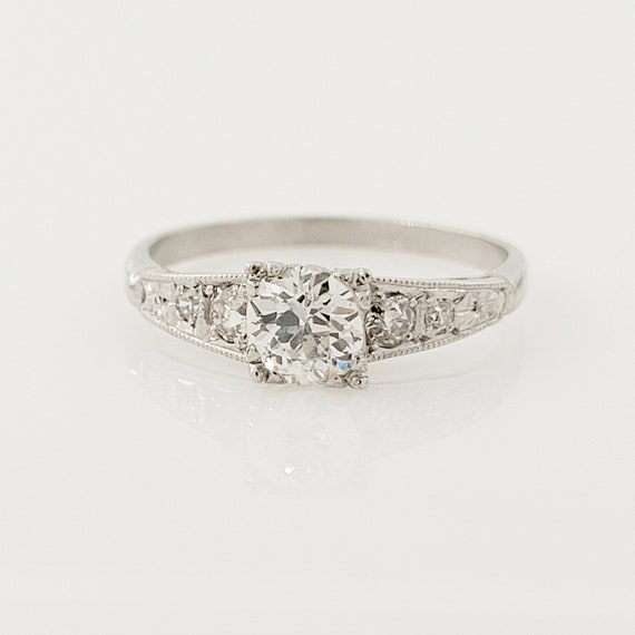 Art Deco Platinum Engagement Ring - Antique Art De