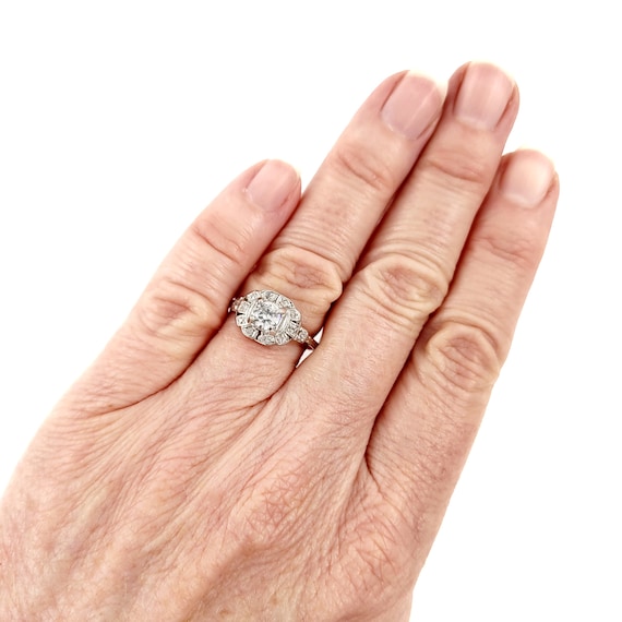 Antique Platinum Deco Engagement Ring - Art Deco … - image 7