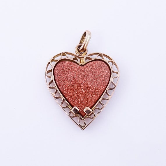 Vintage 70s 80s Sliding Lockets Hearts with Stripes Gold Color Pendants NOS Jewelry