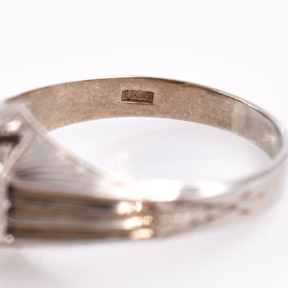 Art Deco Solitaire Diamond Ring, 10K White Gold, … - image 5