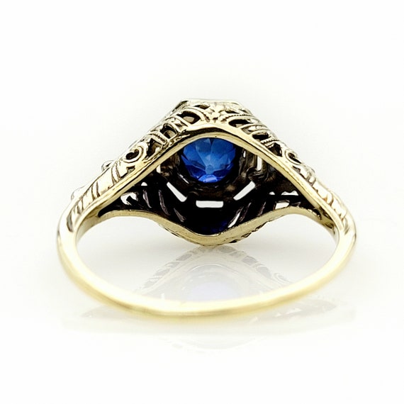 Art Deco Blue Sapphire Ring - Filigree, Vintage, … - image 4