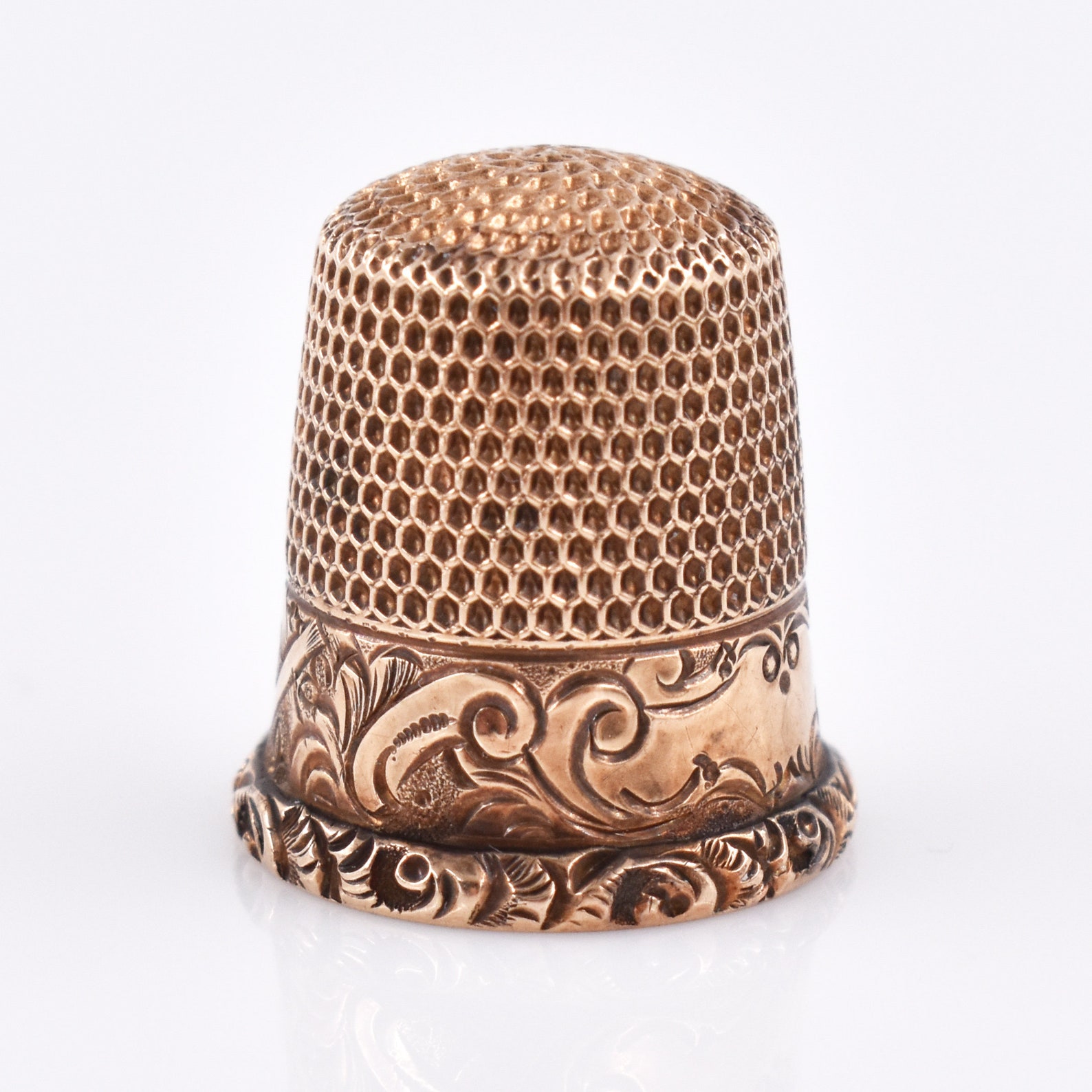 10K Gold Thimble With Engraving Vintage Antique Thimble Etsy
