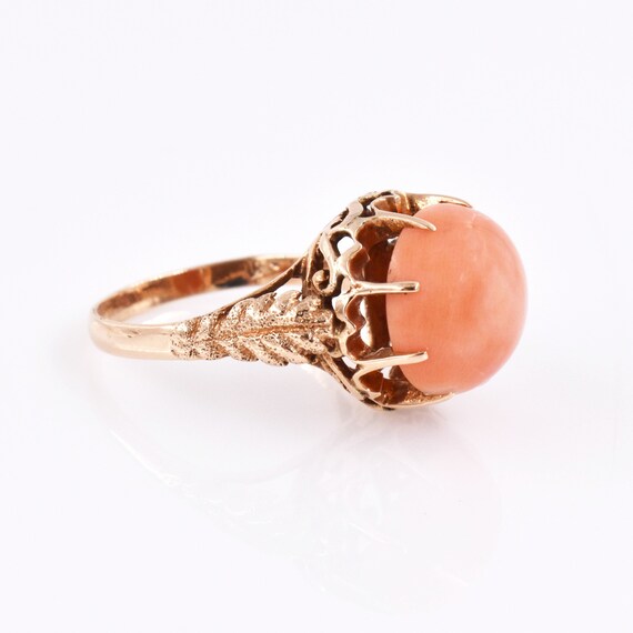 Pink coral ring 14k yellow gold deals