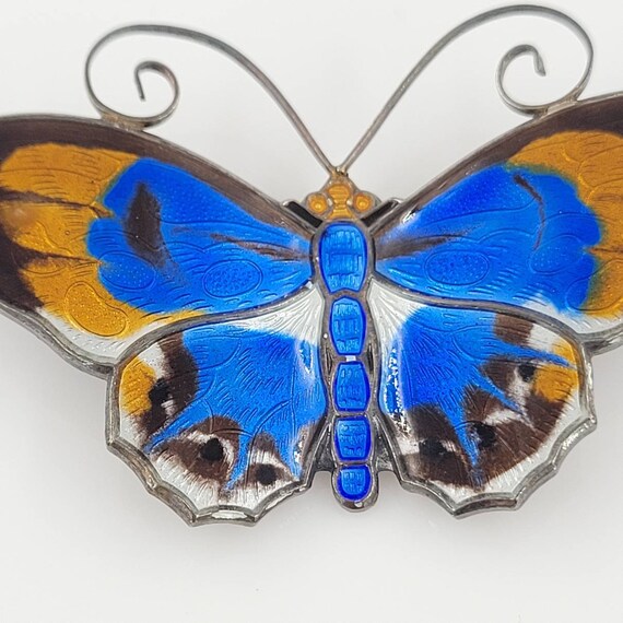 David Andersen Enameled Butterfly Pin Brooch, Ste… - image 3