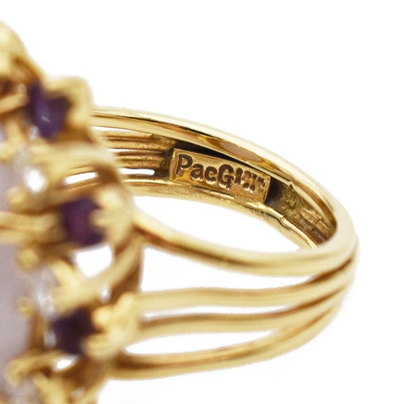 Lavender Jade Amethyst Diamond Ring, 14k Yellow G… - image 5