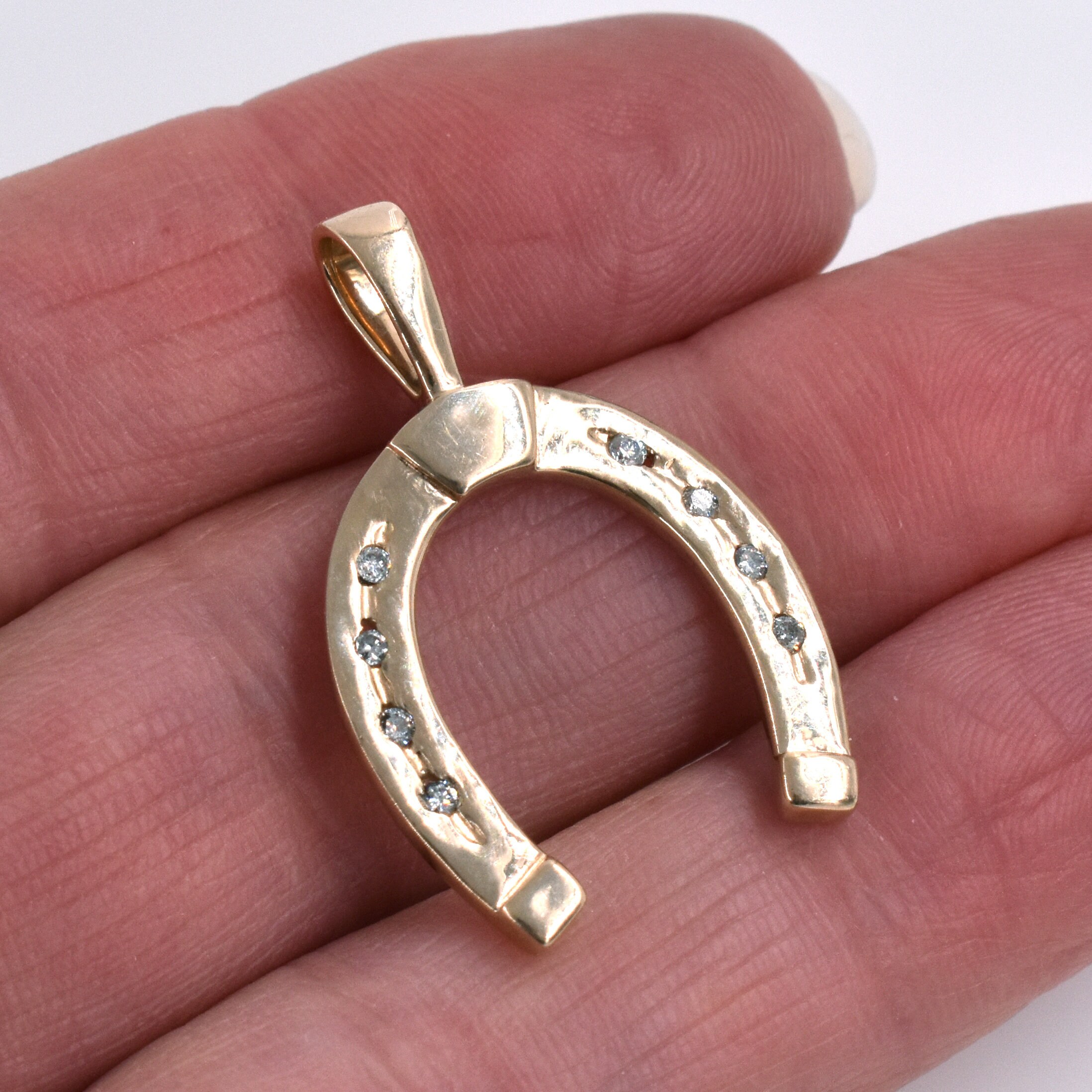 Kabana 14K Gold Diamond Horseshoe Pendant Estate Lucky Etsy UK
