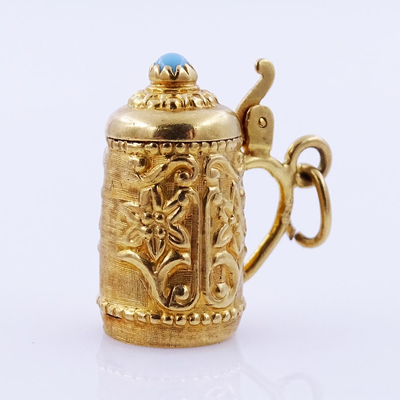 18K Gold Beer Stein Charm Vintage Estate Stackable Sim Etsy