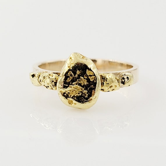 Gold Nugget Ring, 14k Yellow Gold Mounting, Vinta… - image 2