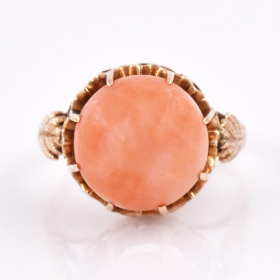 Pink coral ring sale 14k yellow gold