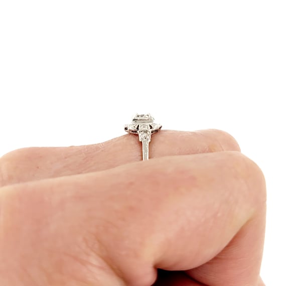 Antique Platinum Deco Engagement Ring - Art Deco … - image 8