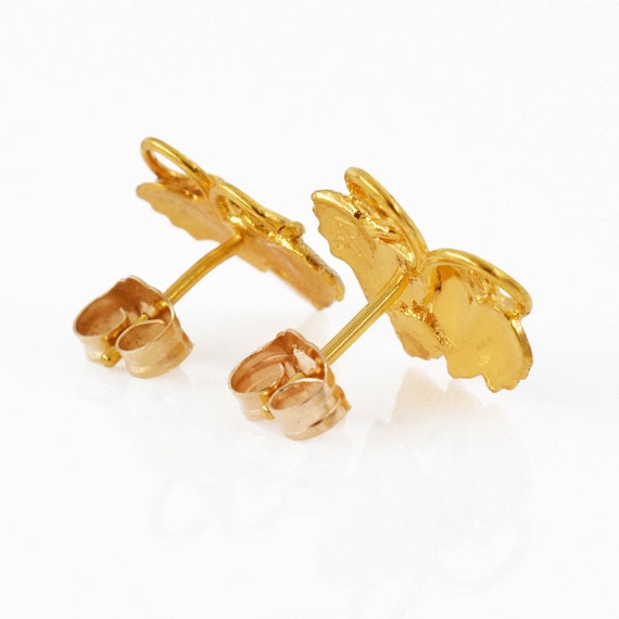 12K Black Hills Gold Earring Studs - Grape Leaf, … - image 2